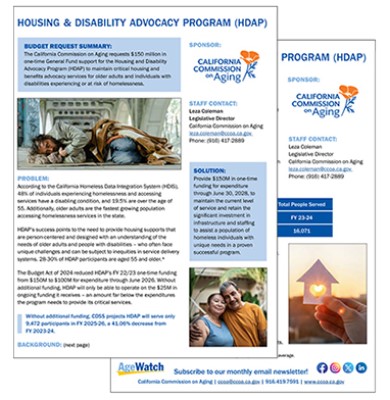 Housing and Disability advocacy program (HDAP) flyer